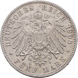 Baden 5 Mark 1908 G Grosherzog FRIEDRICH II.