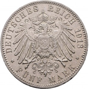 Baden 5 Mark 1913 G FREDERICK II. Karlsruhe