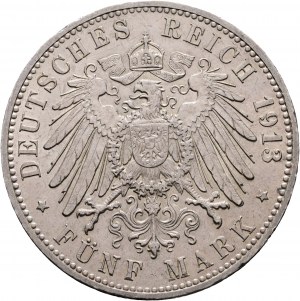 Baden 5 Mark 1913 G FREDERICK II. Karlsruhe