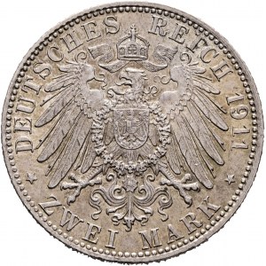 Bavaria 2 Mark 1911 D Prinz Regent LUITPOLD 90rh Birthday 12.3.1911