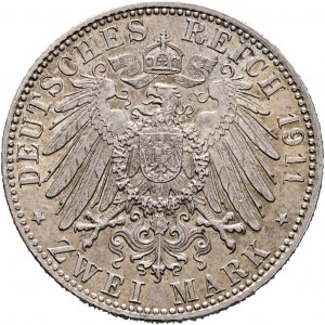 Baviera 2 marco 1911 D Prinz Regent LUITPOLD 90rh Compleanno 12.3.1911