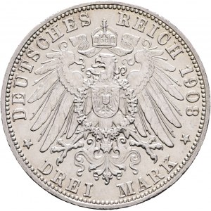 Bavorsko 3 marky 1908 D König OTTO