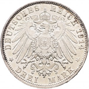 Bavaria 3 Mark 1914 D König LUDWIG III.