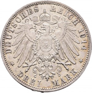 Baviera 3 marco 1914 D LUDWIG III. Monaco di Baviera