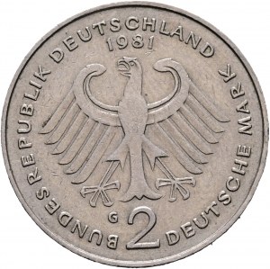 Bundesvertretung 2 Mark 1969 G Theodor Heus 20 Jahre Grundgesetz BRD