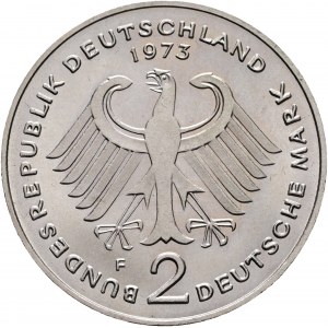 Rep. fédérale 2 Mark 1973 F Konrad Adenauer 20 ans de Constitution RFA
