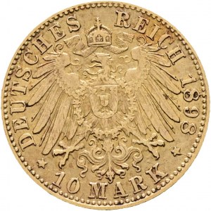 Hamburg Gold 10 Mark 1898 J Slobodné mesto