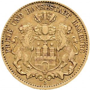 Hamburg Gold 10 Mark 1898 J Wolne miasto