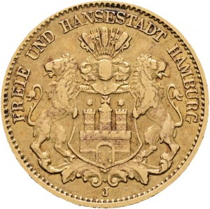 Amburgo oro 10 marchi 1898 J Città libera