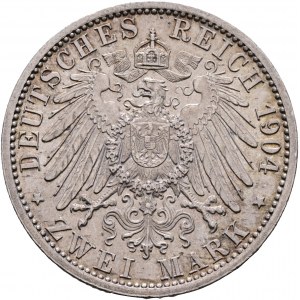 Hessen 2 Mark 1904 H Grosherzog ERNST LUDWIG 400e anniversaire de Philippe le Magnanime