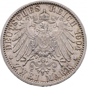 Hessen 2 Mark 1904 H Grosherzog ERNST LUDWIG 400e anniversaire de Philippe le Magnanime