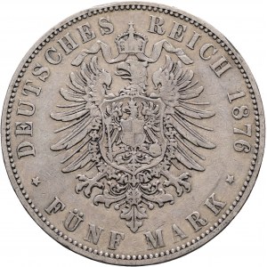 Hessen 5 Mark 1876 H Grosherzog LUDWIG III. Krawędź patyna