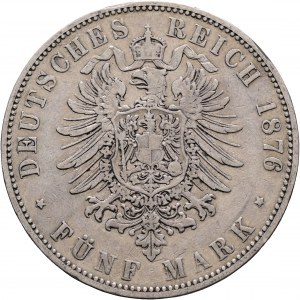 Hessen 5 Mark 1876 H Grosherzog LUDWIG III. Krawędź patyna