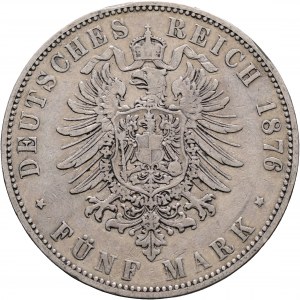 Hessen 5 Mark 1876 H Grosherzog LUDWIG III. Patina edge
