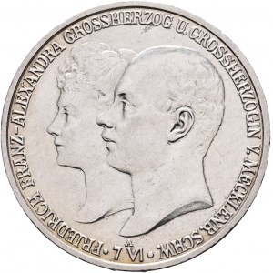Mecklenburg-Schwerin 2 Mark 1904 A FRIEDRICH FRANZ IV. et mariage d'ALEXANDRA