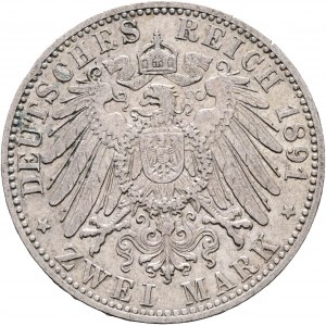Prussia 2 Mark 1891 A Kaiser WILHELM II.