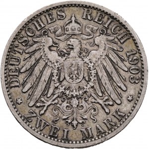 Prusko 2 Značka 1903 A WILHELLM II. Berlínska patina