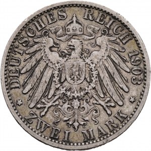 Prussia 2 marchi 1903 A WILHELLM II. Patina di Berlino
