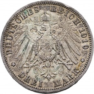 Prusse 3 Marques 1910 A Kaiser WILHELM II. Patine