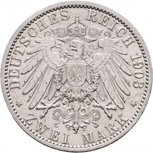 Saxe-Weimar-Eisenach Mark 1903 A Groszherzog WILHELM ERNST a CAROLINE Prvé manželstvo