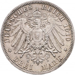 Sachsen-Weimar-Eisenach 3 Mark 1910 A Groszherzog WILHELM ERNST und FEODORA zweite Ehe