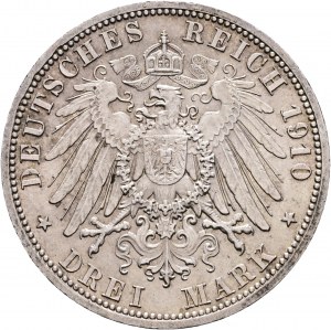 Sachsen-Weimar-Eisenach 3 Mark 1910 A Groszherzog WILHELM ERNST und FEODORA zweite Ehe