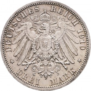 Saxe-Weimar-Eisenach 3 Mark 1910 A Groszherzog WILHELM ERNST e FEODORA secondo matrimonio