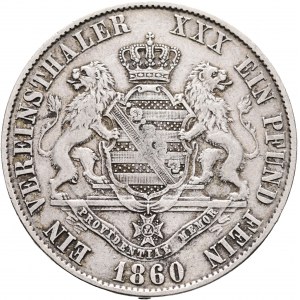 Saksonia 1 Vereinsthaler 1860 B JOHAN I. Drezno