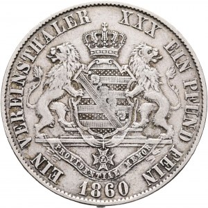 Saksonia 1 Vereinsthaler 1860 B JOHAN I. Drezno