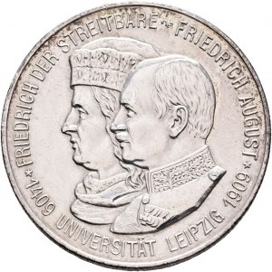 Sachsen 2 Mark 1909 E König FRIEDRICH AUGUST III. 500-jähriges Jubiläum der Universität Leipzig