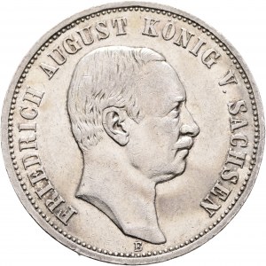 Saxony 3 Mark 1909 E FRIDRICH AUGUST König von Sachsen Muldenhütten