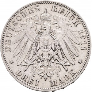 Sasko 3 marky 1911 E König FRIEDRICH I.