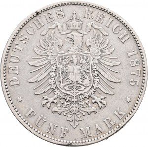 Sachsen 5 Mark 1875 E König ALBERT