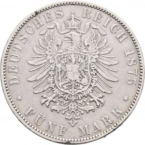 Saxony 5 Mark 1875 E König ALBERT