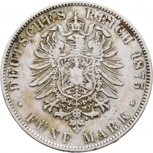 Sassonia 5 marco 1875 E König ALBERT I.