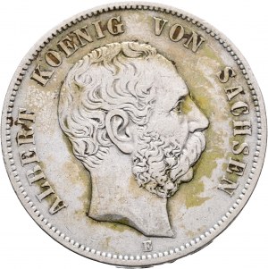 Saxony 5 Mark 1875 E König ALBERT I.