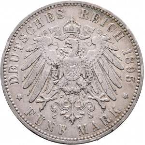 Saxony 5 Mark 1895 E König ALBERT