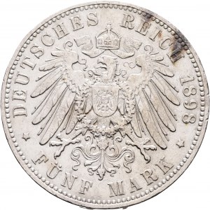 Saxony 5 Mark 1898 E König ALBERT