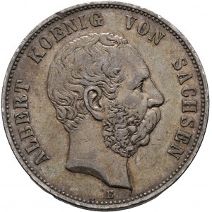 Saxony 5 Mark 1899 E König ALBERT patina