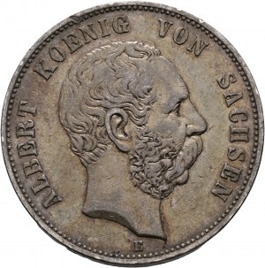 Saxe 5 Mark 1899 E König ALBERT patiné