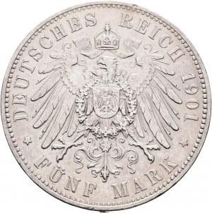Saxony 5 Mark 1901 E König ALBERT
