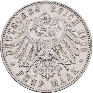 Saxony 5 Mark 1903 E König GEORG I.
