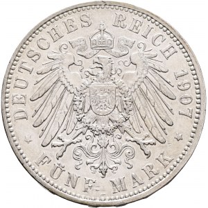 Sachsen 5 Mark 1907 E König FRIDRICH AUGUST