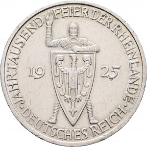 Weimarer Rep. 5 Mark 1925 F 1000. Träger des Rheinlandes
