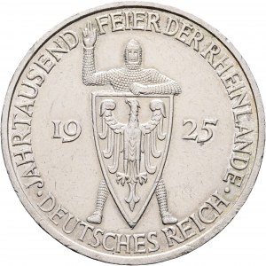 Weimar rep. 5 Mark 1925 F 1000 th Wear of the Rhineland