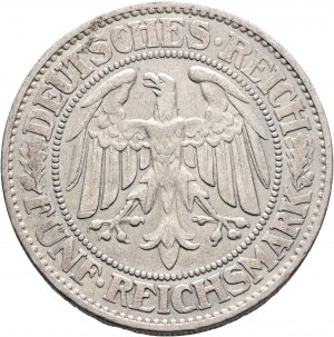 Weimarer Rep. 5 Mark 1928 F Eiche