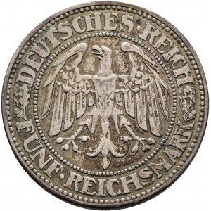 Weimarer Rep. 5 Mark 1929 A Eiche