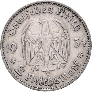 Drittes Reich 2 Mark 1934 E 1. Jahrestag der Naziherrschaft Garnisonkirche Potsdam