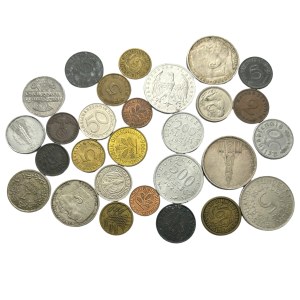 Troisième Reich, Allemagne Lot 28 pièces 1 Pfennig -5 Mark 1933-1956