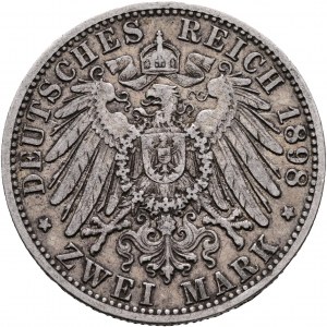 Wirtembergia 2 Mark 1898 F Koenig WILHELM II. Patyna